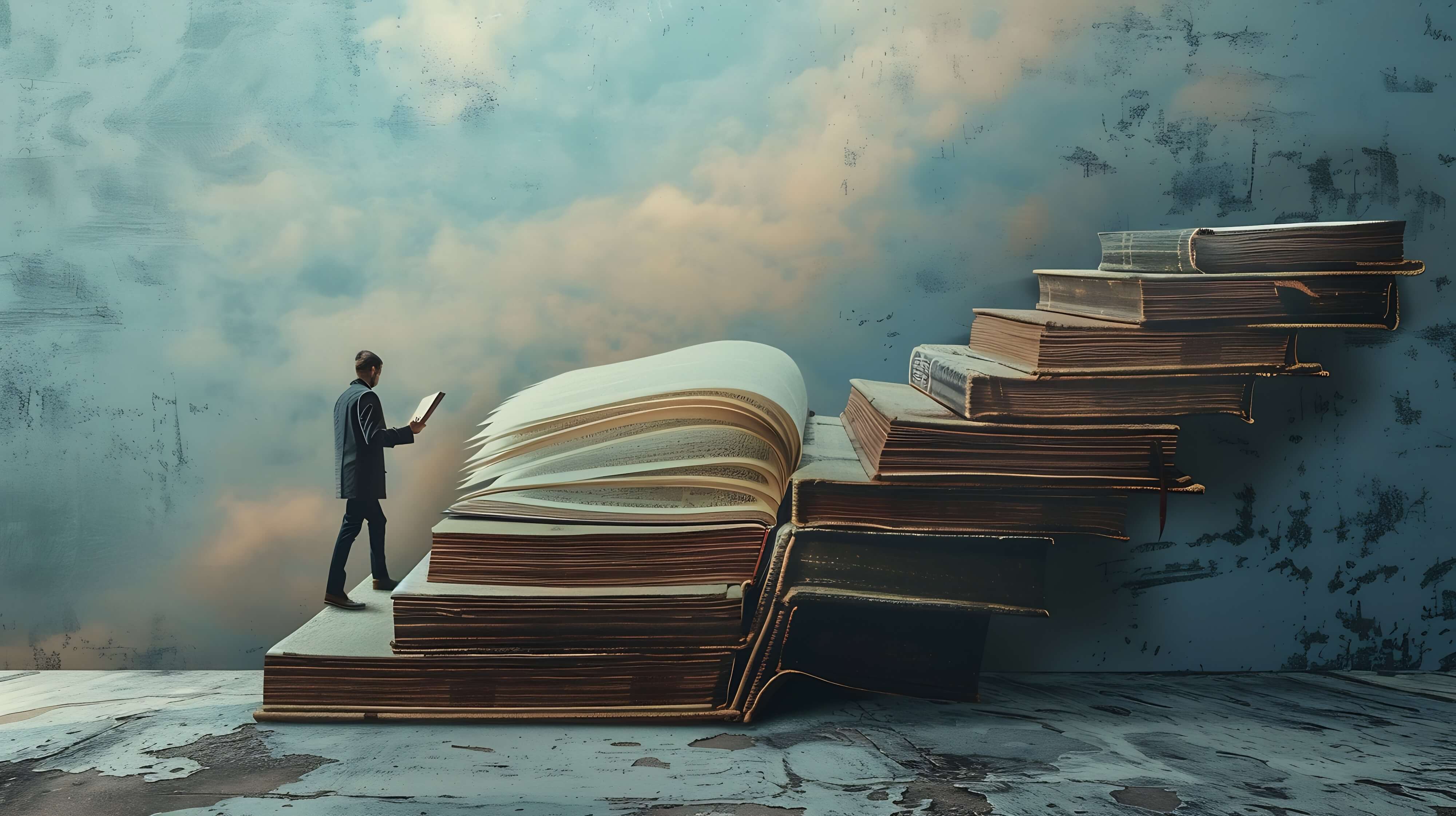 Man reading books
